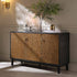 Bianca Chip Carved 3 Door Sideboard, Antique Bronze & Black - daals