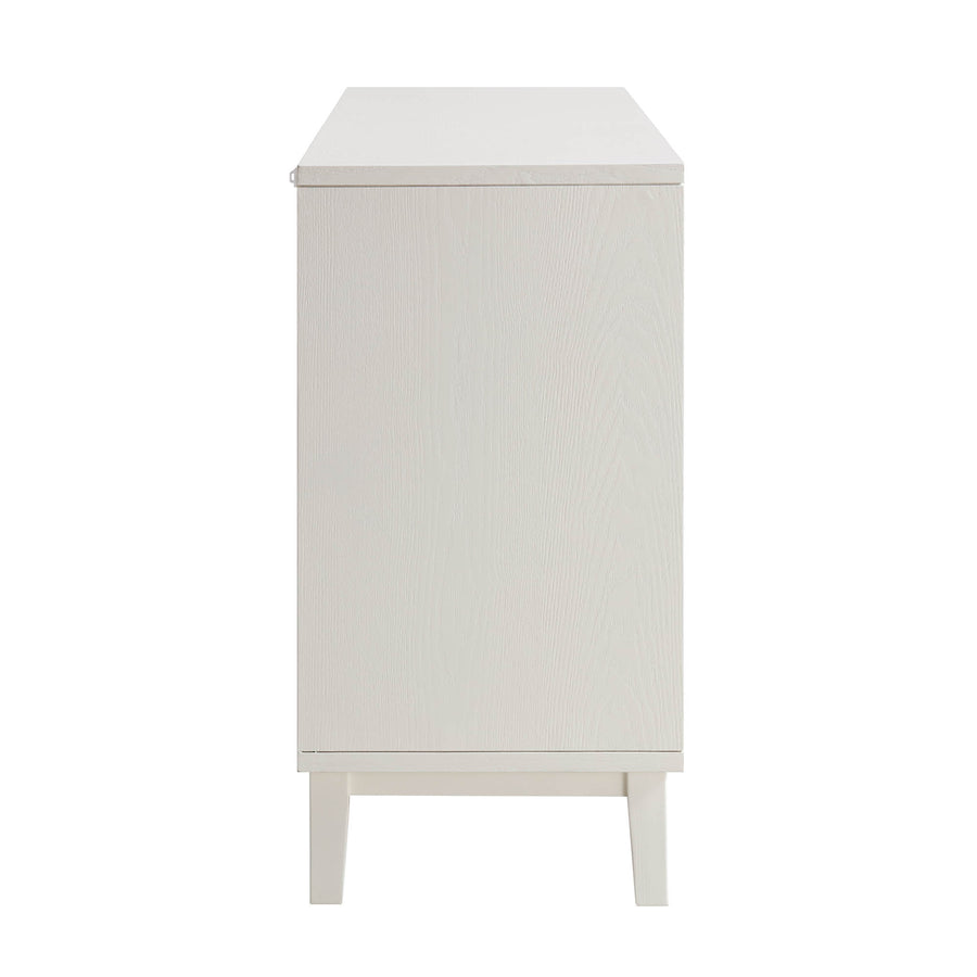 Bianca Chip Carved 3 Door Sideboard, Sand Beige & Ivory