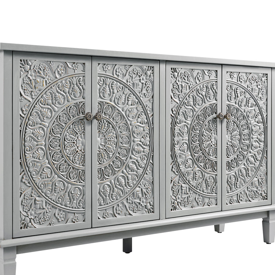 Chantilly Mid Grey Carved Large Sideboard - daals