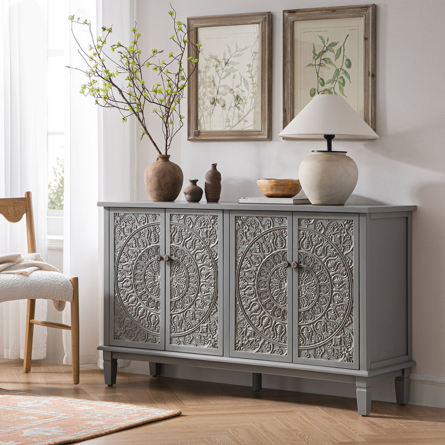 Chantilly Mid Grey Carved Large Sideboard - daals