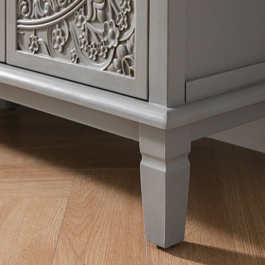 Chantilly Mid Grey Carved Large Sideboard - daals