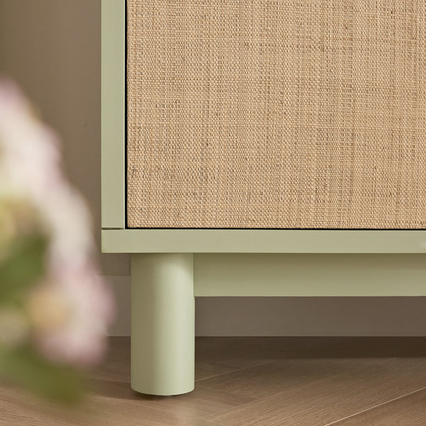 Maude Wide 3 - Drawer Sideboard, Muted Pistachio Ash with Raffia - daals