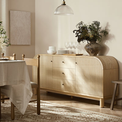 Maude Wide 3-Drawer Sideboard, Natural Ash with Raffia