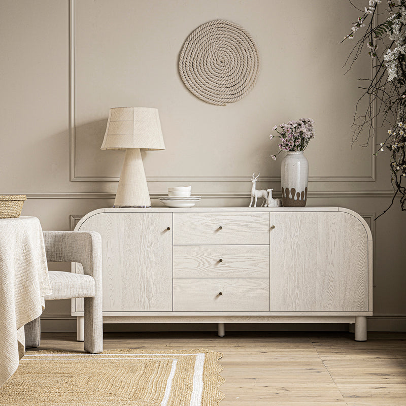 Maude Wide 3 - Drawer Sideboard, Washed White Ash - daals