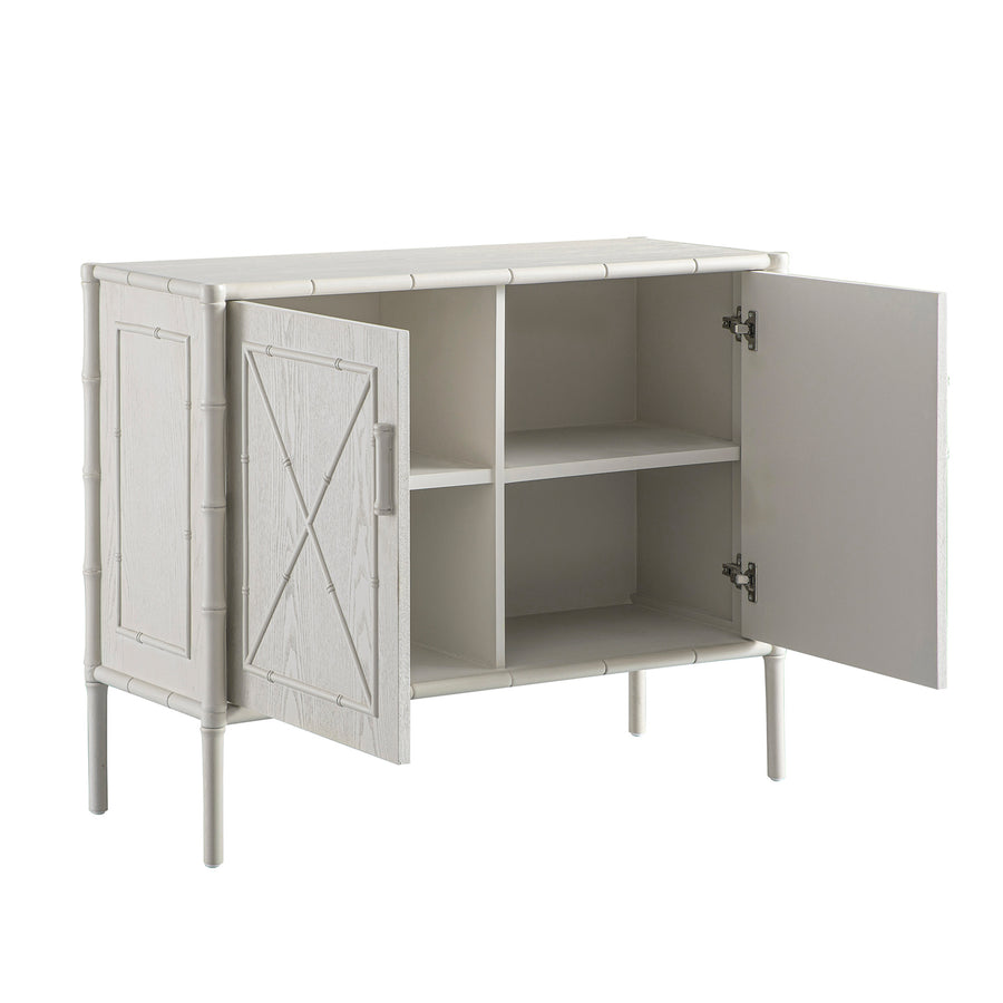 Elstowe Faux Bamboo Small Sideboard, Shaded White
