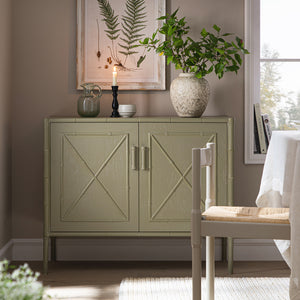 Elstowe Faux Bamboo Small Sideboard, Sage Green