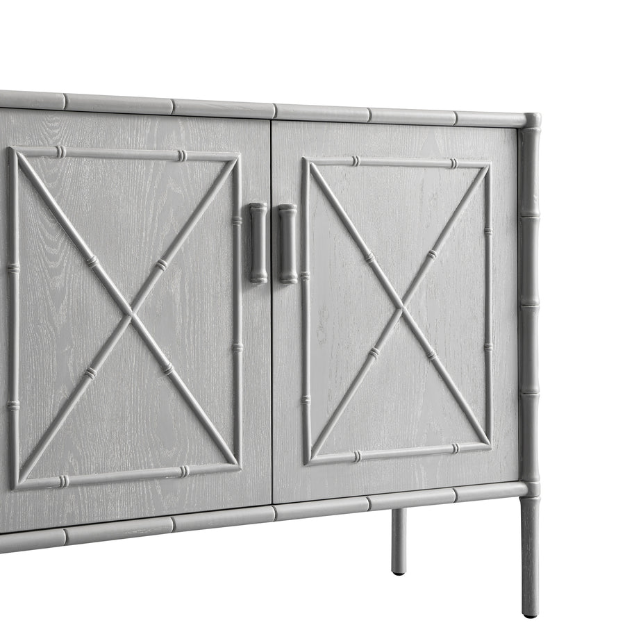 Elstowe Faux Bamboo Small Sideboard, Warm Grey