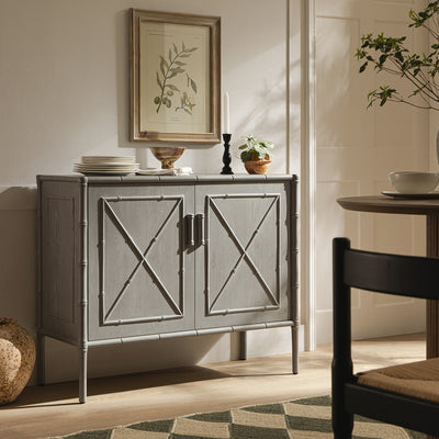 Elstowe Faux Bamboo Small Sideboard, Warm Grey