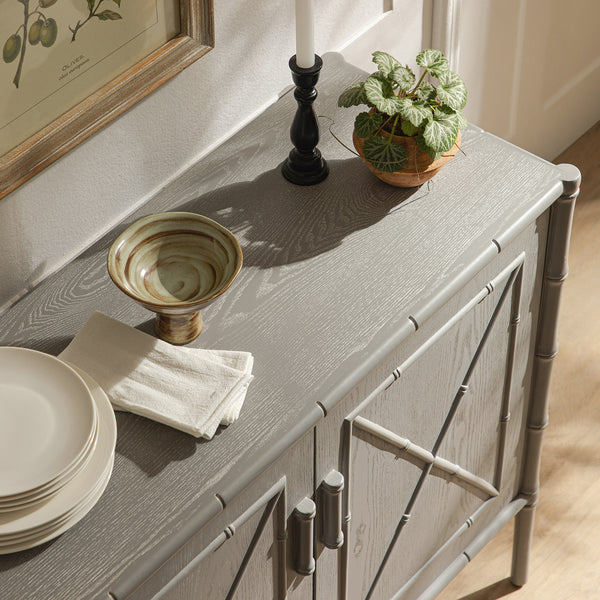 Elstowe Faux Bamboo Small Sideboard, Warm Grey - daals