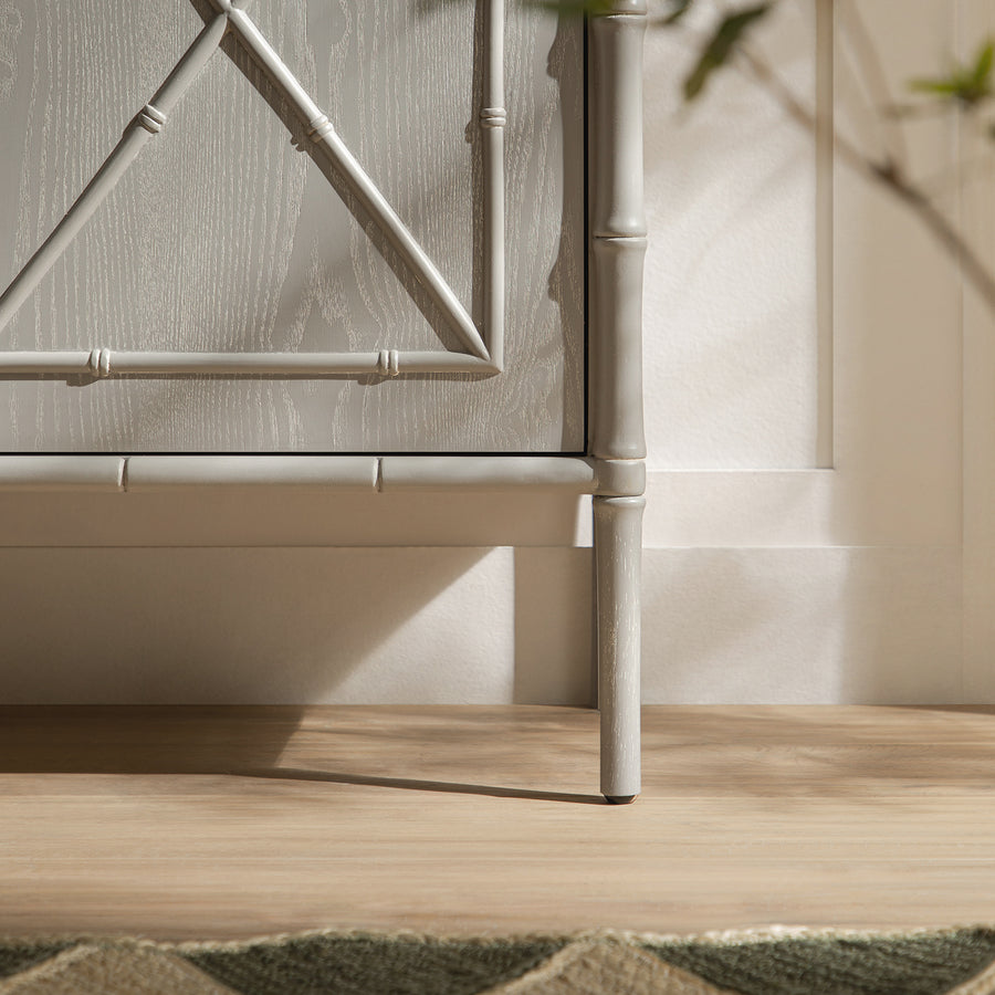 Elstowe Faux Bamboo Small Sideboard, Warm Grey