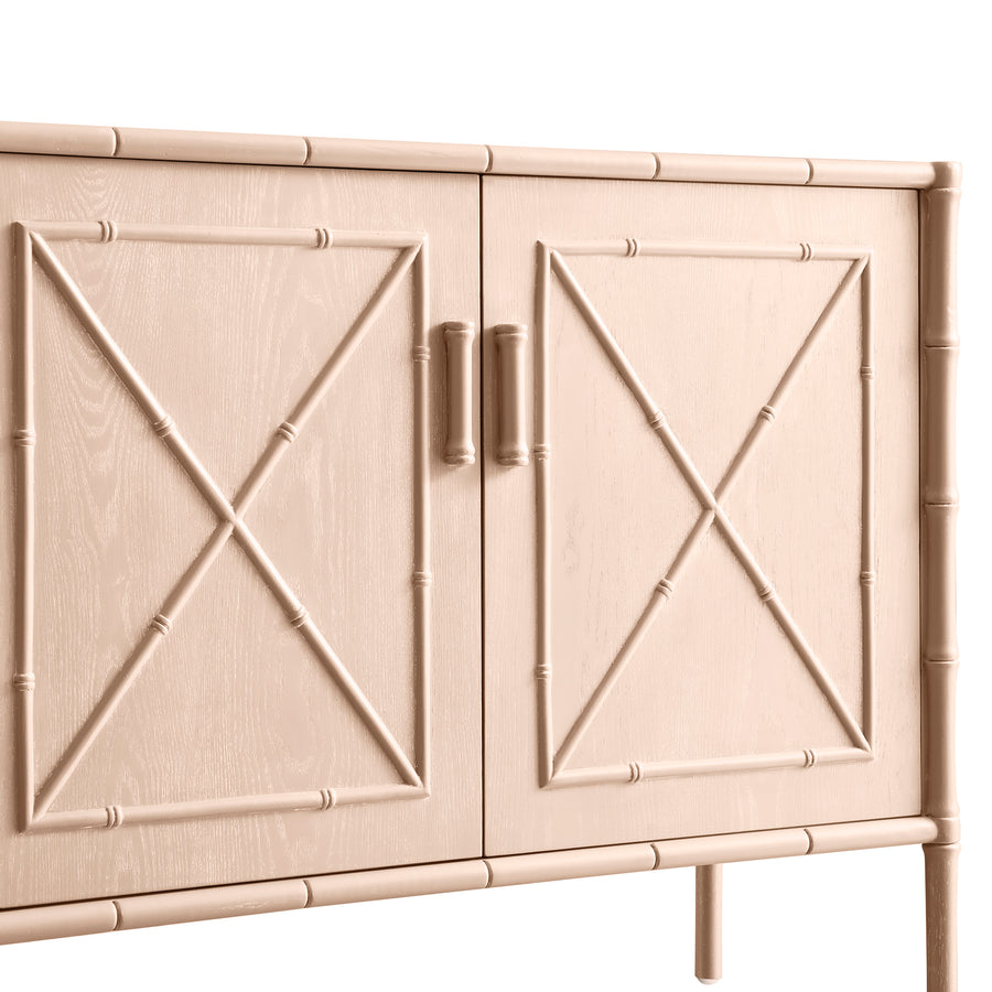 Elstowe Faux Bamboo Small Sideboard, Nude Pink