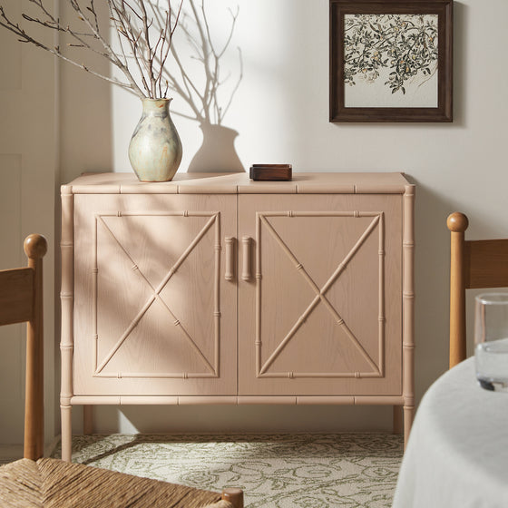 Elstowe Faux Bamboo Small Sideboard, Nude Pink