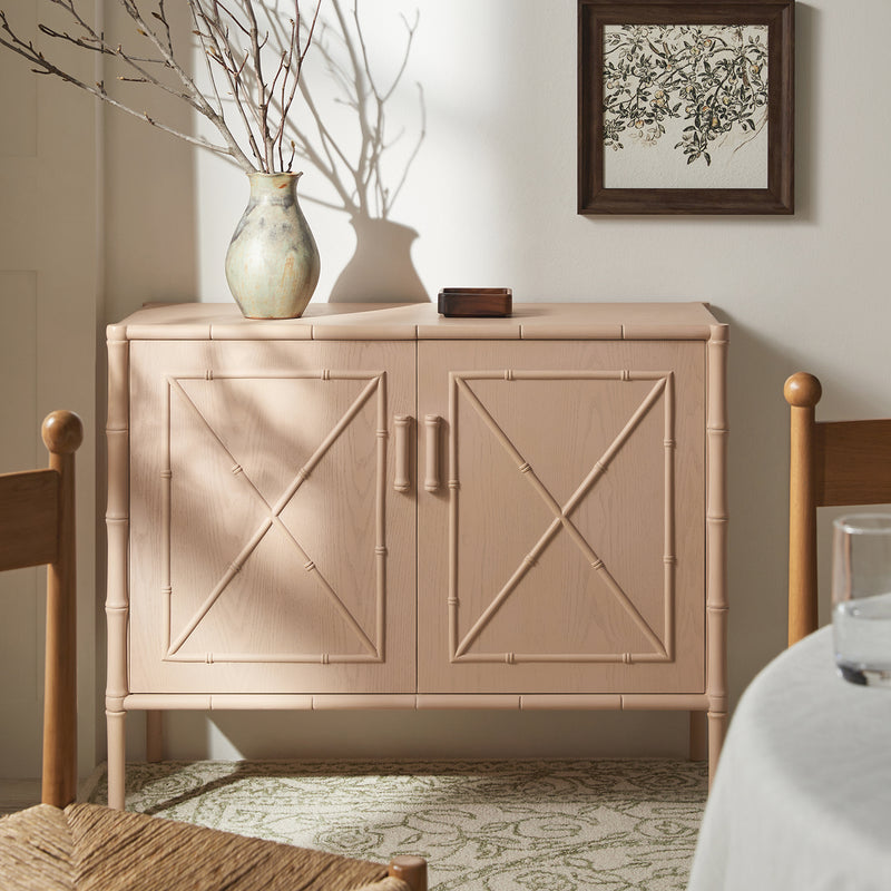 Elstowe Faux Bamboo Small Sideboard, Nude Pink - daals