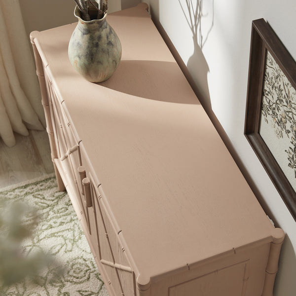 Elstowe Faux Bamboo Small Sideboard, Nude Pink - daals