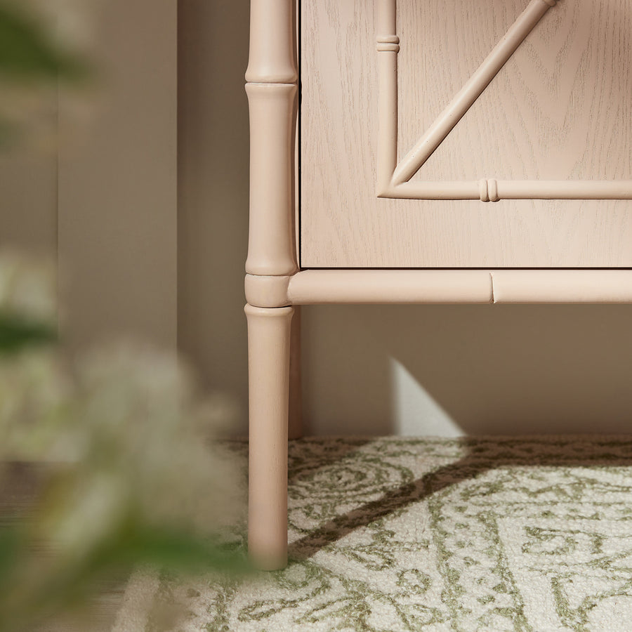 Elstowe Faux Bamboo Small Sideboard, Nude Pink