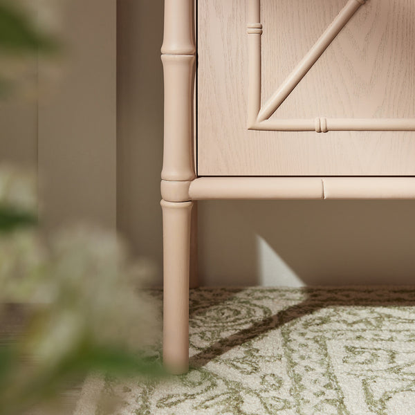 Elstowe Faux Bamboo Small Sideboard, Nude Pink - daals