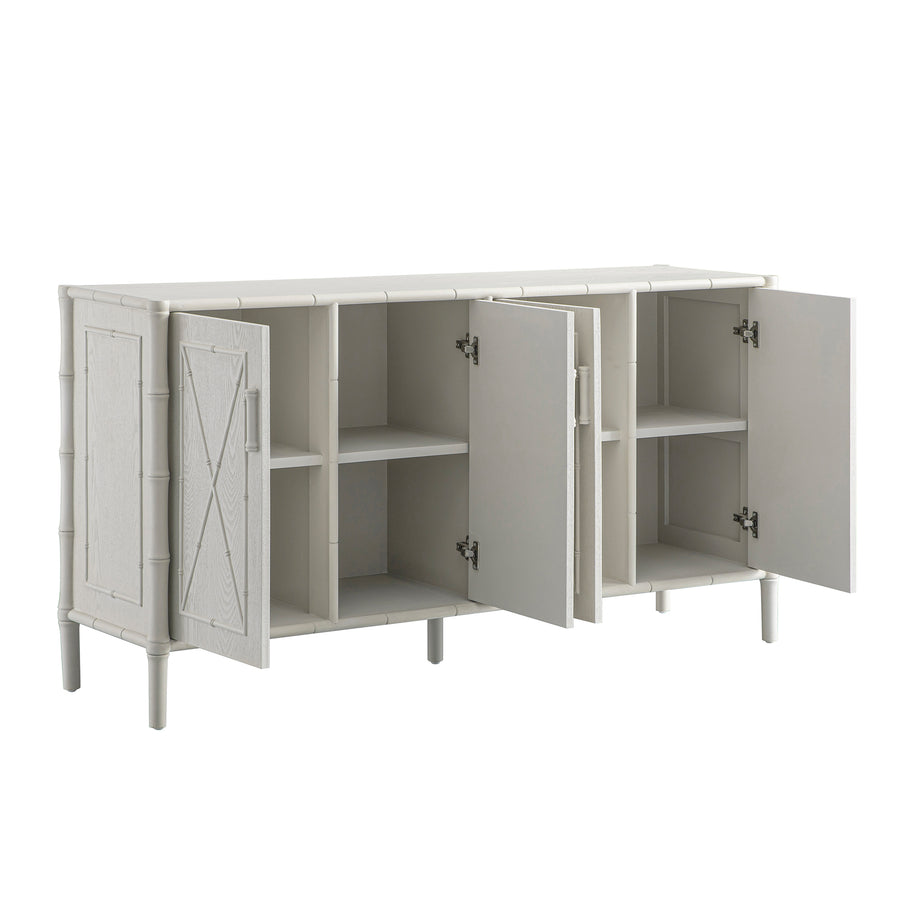 Elstowe Faux Bamboo Large Sideboard, Shaded White