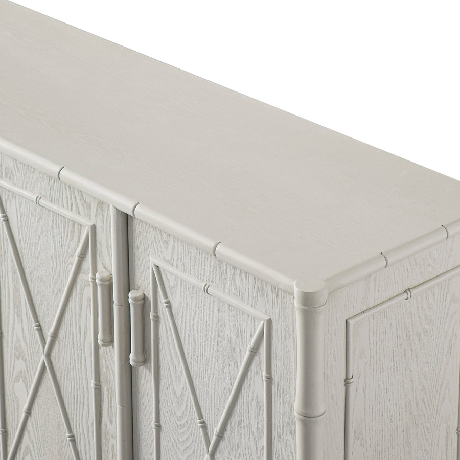 Elstowe Faux Bamboo Large Sideboard, Shaded White