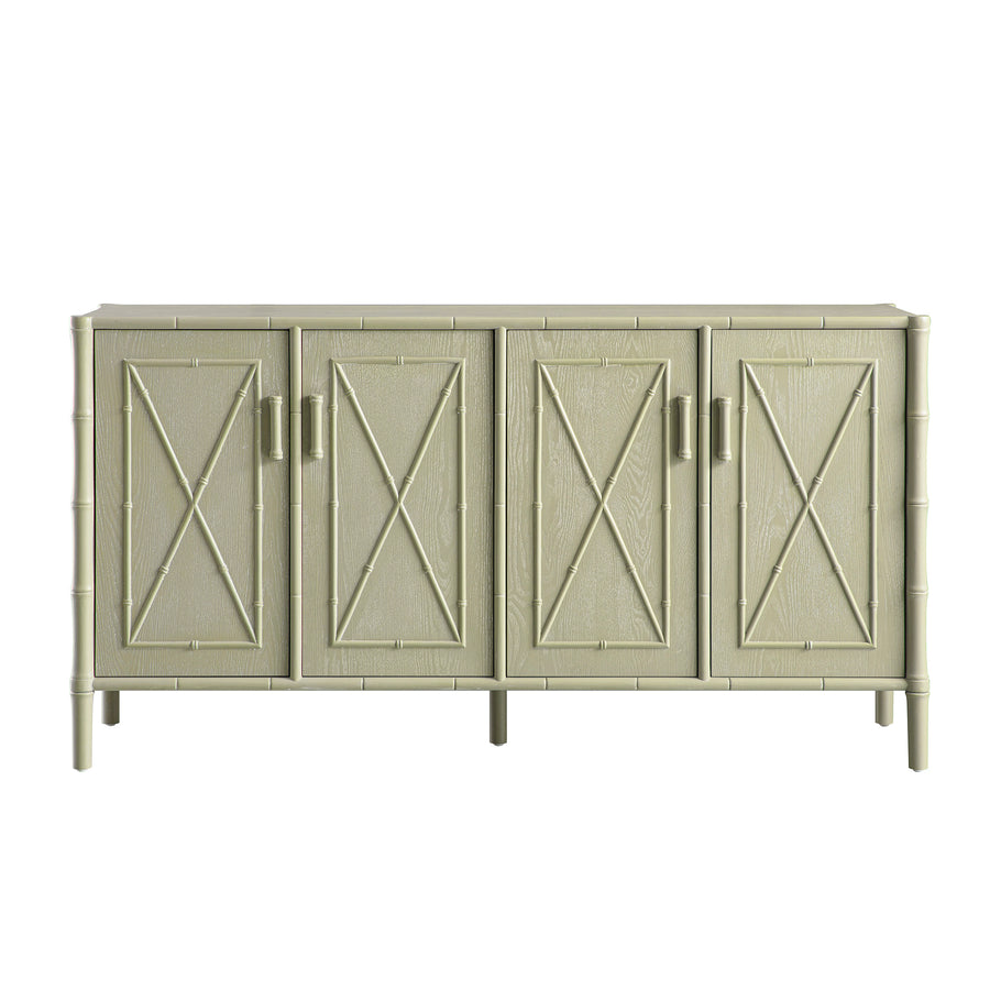 Elstowe Faux Bamboo Large Sideboard, Sage Green - daals