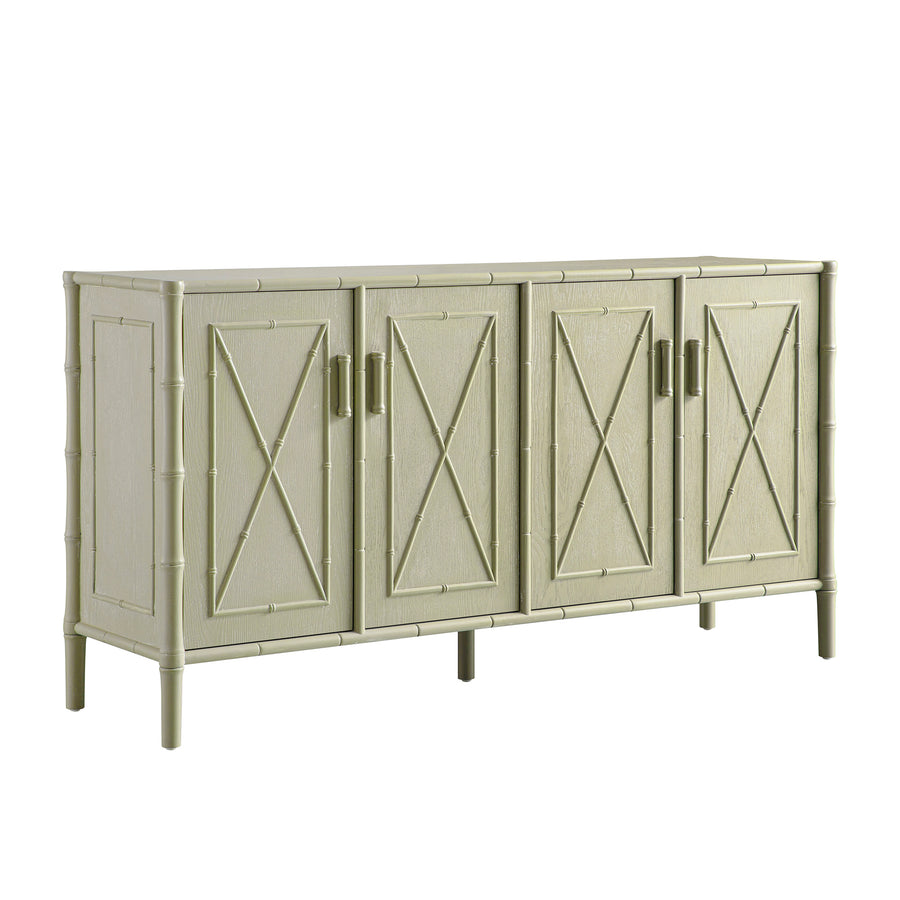 Elstowe Faux Bamboo Large Sideboard, Sage Green - daals