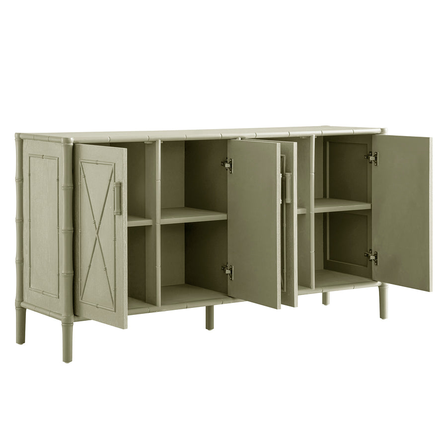 Elstowe Faux Bamboo Large Sideboard, Sage Green - daals