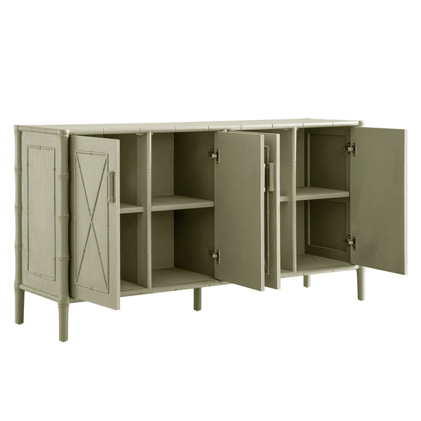 Elstowe Faux Bamboo Large Sideboard, Sage Green