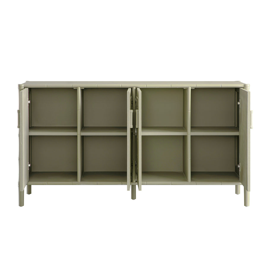 Elstowe Faux Bamboo Large Sideboard, Sage Green - daals