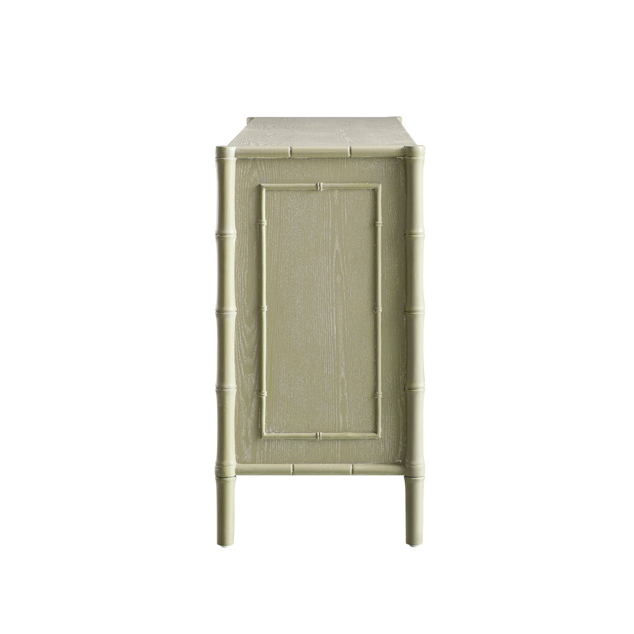 Elstowe Faux Bamboo Large Sideboard, Sage Green - daals