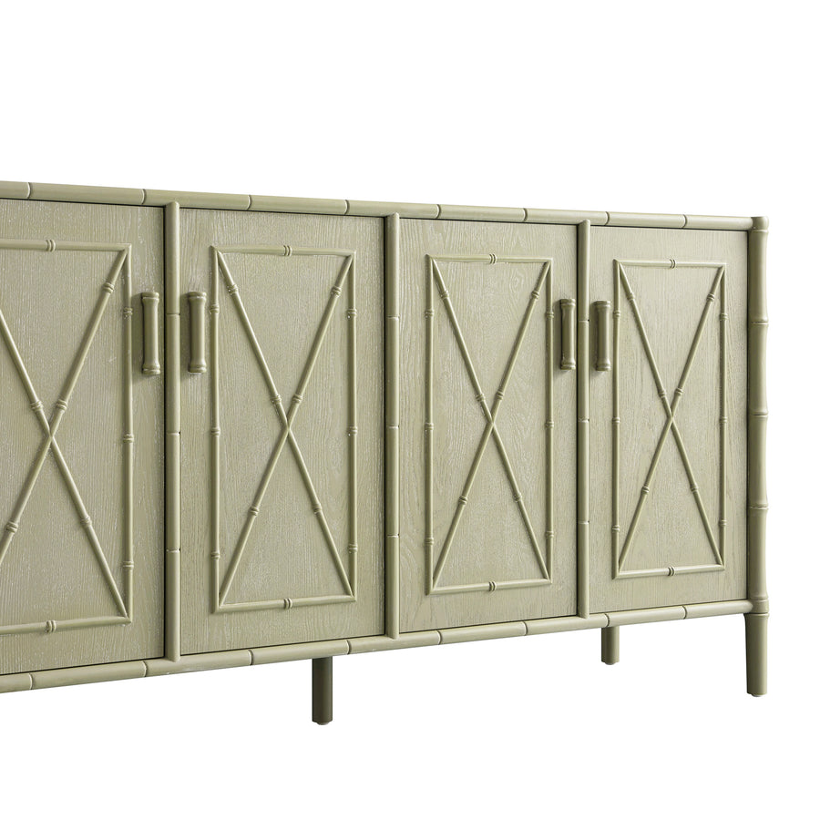 Elstowe Faux Bamboo Large Sideboard, Sage Green - daals