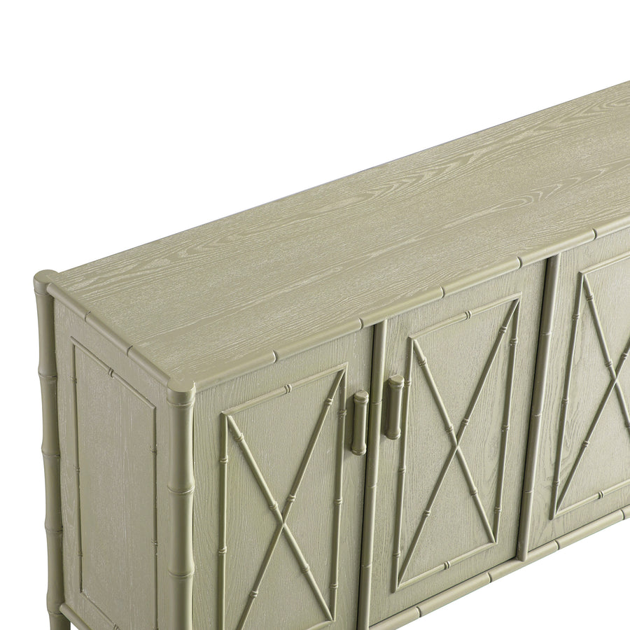 Elstowe Faux Bamboo Large Sideboard, Sage Green - daals