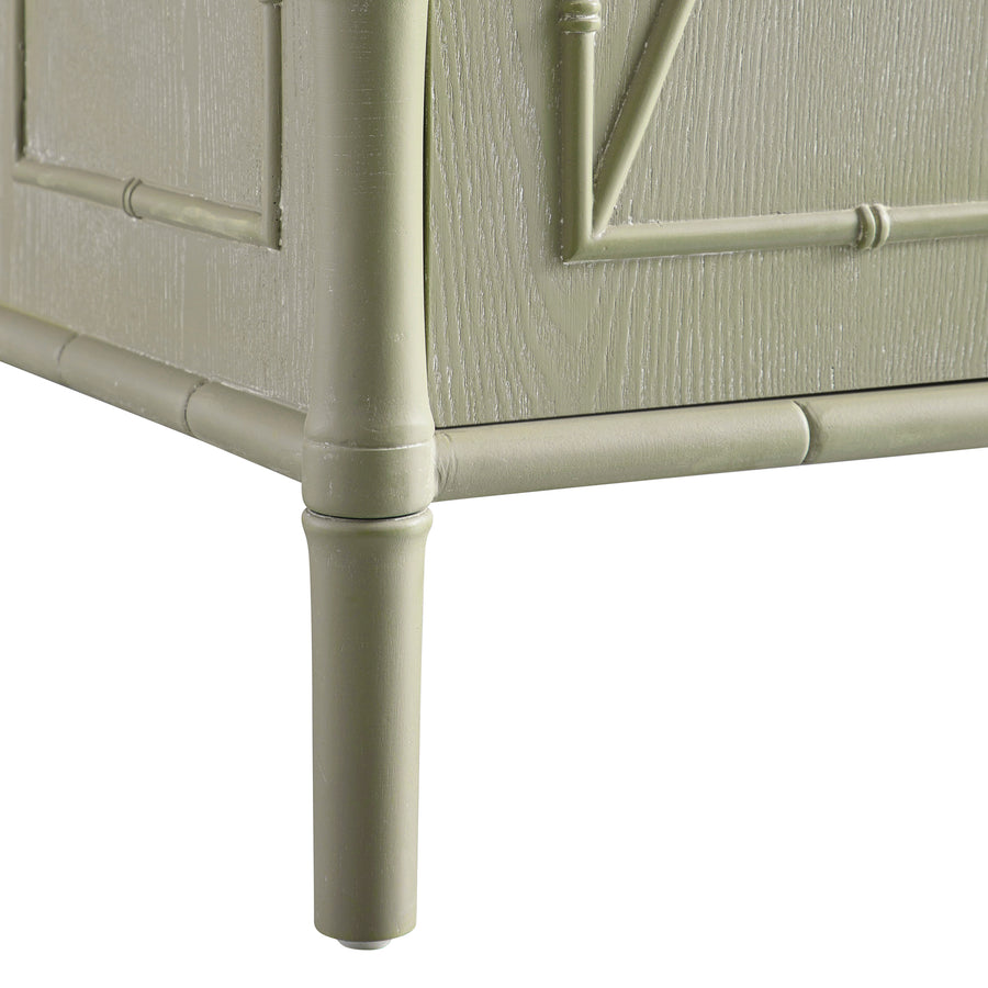 Elstowe Faux Bamboo Large Sideboard, Sage Green - daals