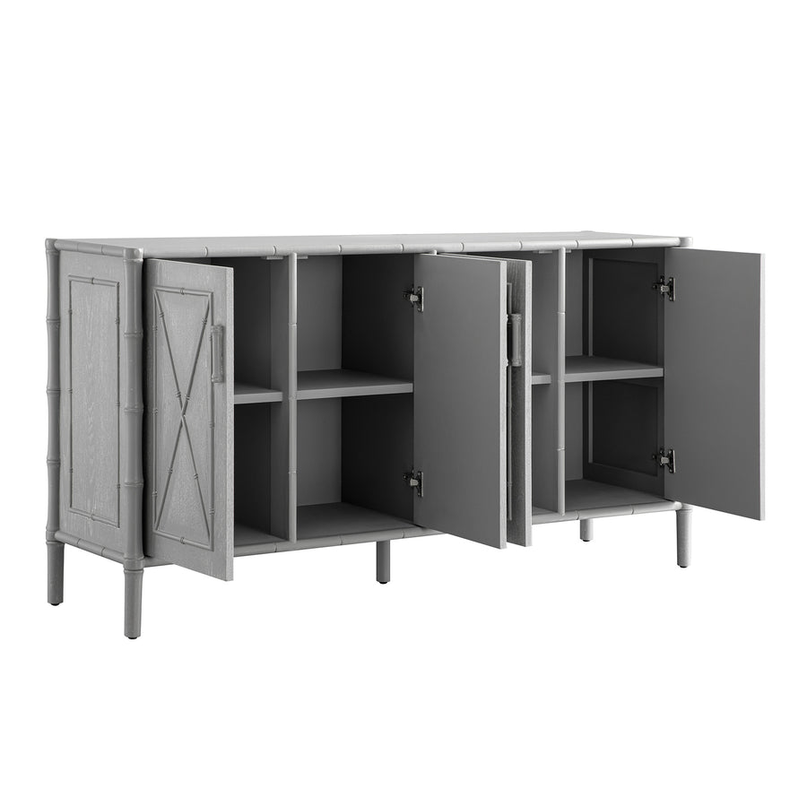 Elstowe Faux Bamboo Large Sideboard, Warm Grey