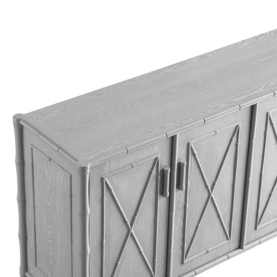 Elstowe Faux Bamboo Large Sideboard, Warm Grey