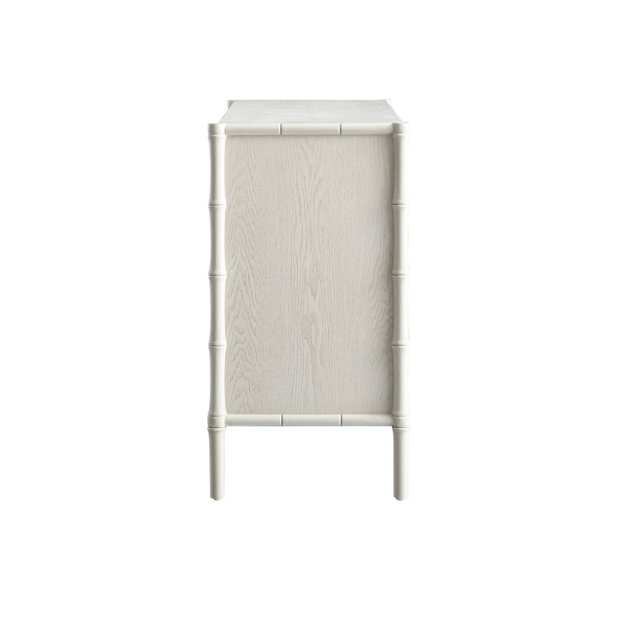 Elstowe Faux Bamboo 1-Door 3-Drawer Sideboard, Shaded White