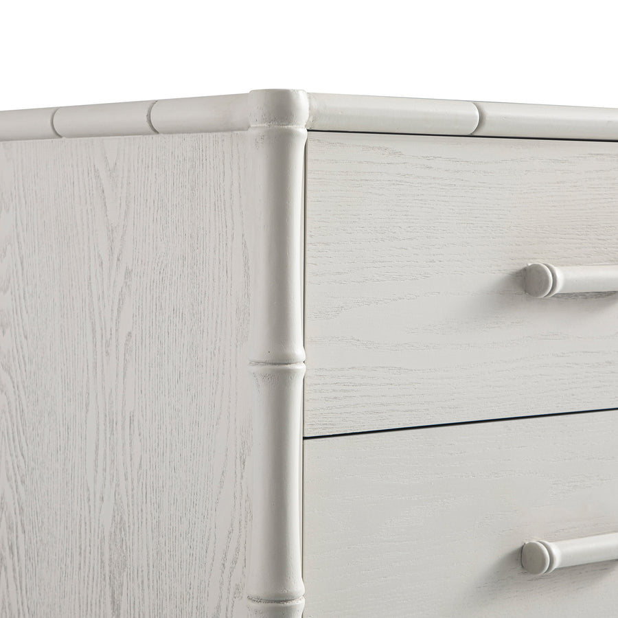 Elstowe Faux Bamboo 1-Door 3-Drawer Sideboard, Shaded White