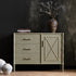 Elstowe Faux Bamboo 1 - Door 3 - Drawer Sideboard, Sage Green - daals