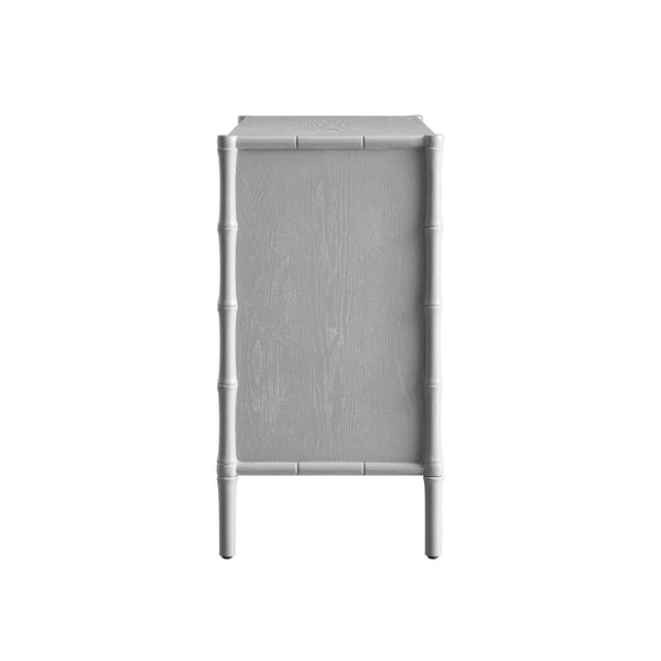 Elstowe Faux Bamboo 1-Door 3-Drawer Sideboard, Warm Grey