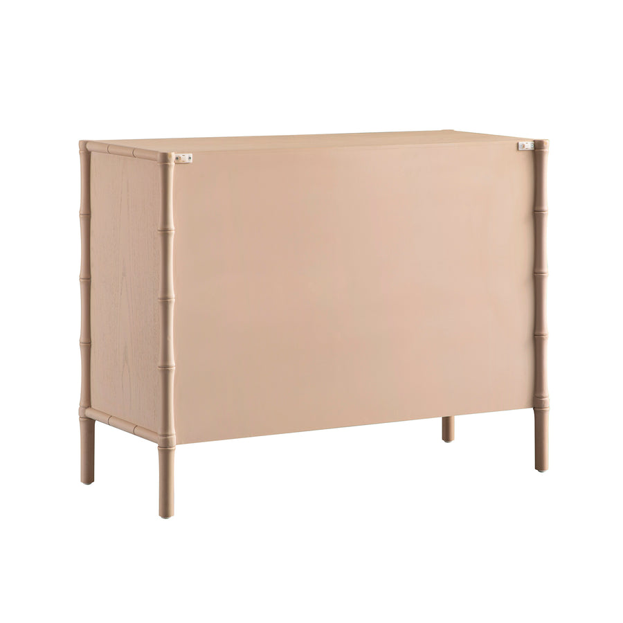 Elstowe Faux Bamboo 1-Door 3-Drawer Sideboard, Nude Pink