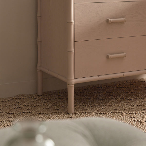 Elstowe Faux Bamboo 1-Door 3-Drawer Sideboard, Nude Pink