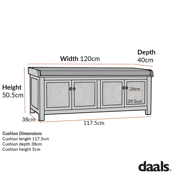 Chantilly Whitewashed Carved Storage Bench