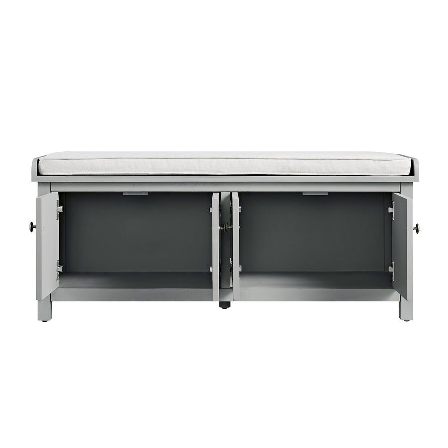 Chantilly Mid Grey Carved Storage Bench
