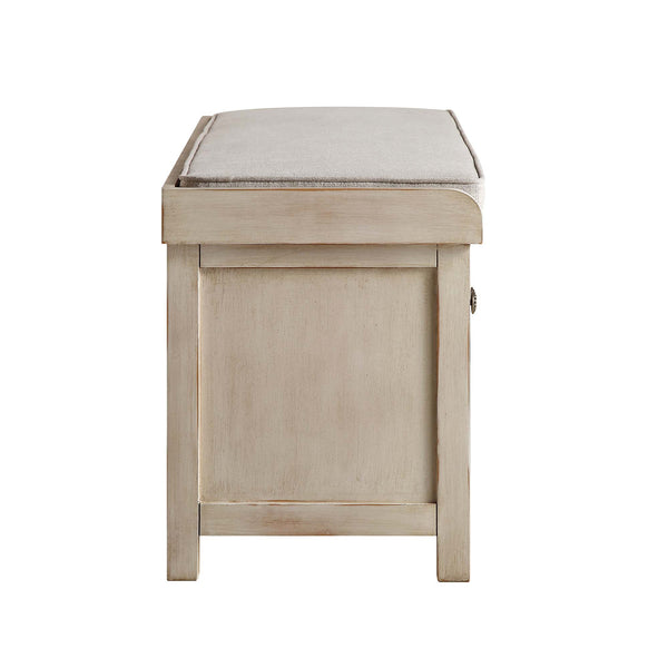Chantilly Whitewashed Carved Storage Bench