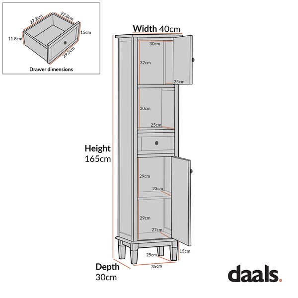 Chantilly Whitewashed Carved Bathroom Tallboy Cabinet