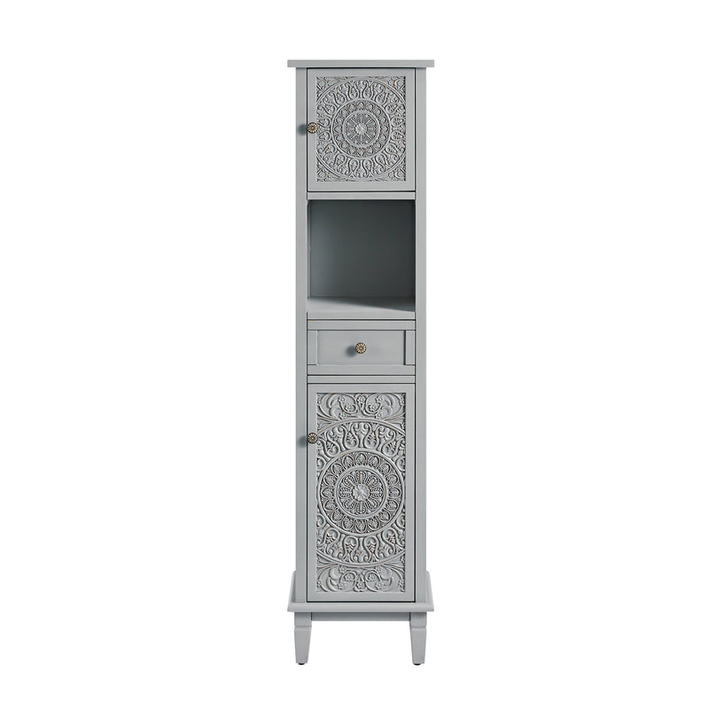 Chantilly Mid Grey Carved Bathroom Tallboy Cabinet