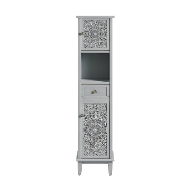 Chantilly Mid Grey Carved Bathroom Tallboy Cabinet - daals