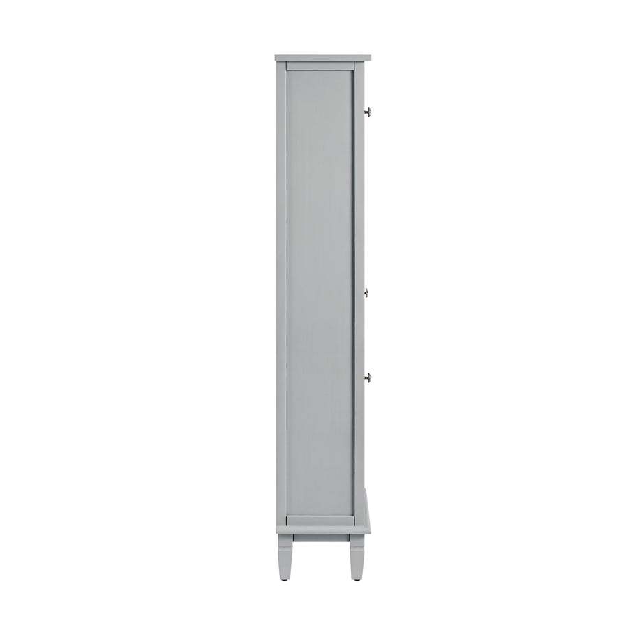 Chantilly Mid Grey Carved Bathroom Tallboy Cabinet