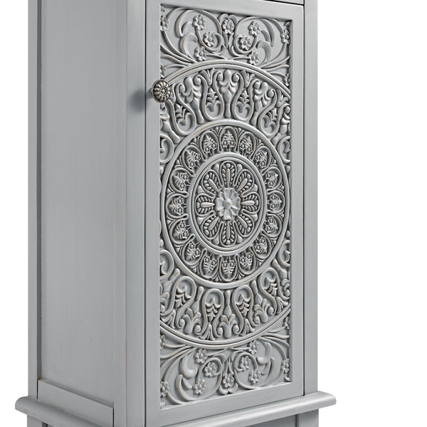 Chantilly Mid Grey Carved Bathroom Tallboy Cabinet