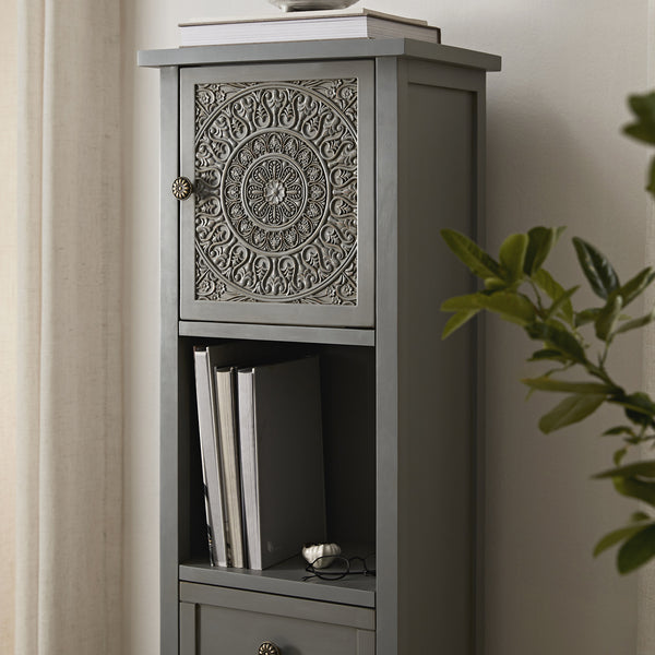 Chantilly Mid Grey Carved Bathroom Tallboy Cabinet - daals