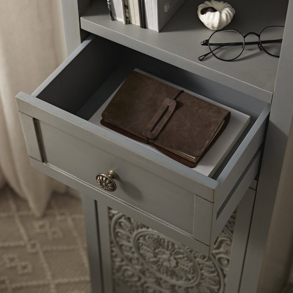 Chantilly Mid Grey Carved Bathroom Tallboy Cabinet - daals