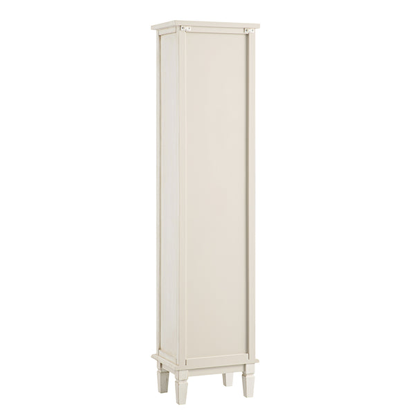 Chantilly Whitewashed Carved Bathroom Tallboy Cabinet